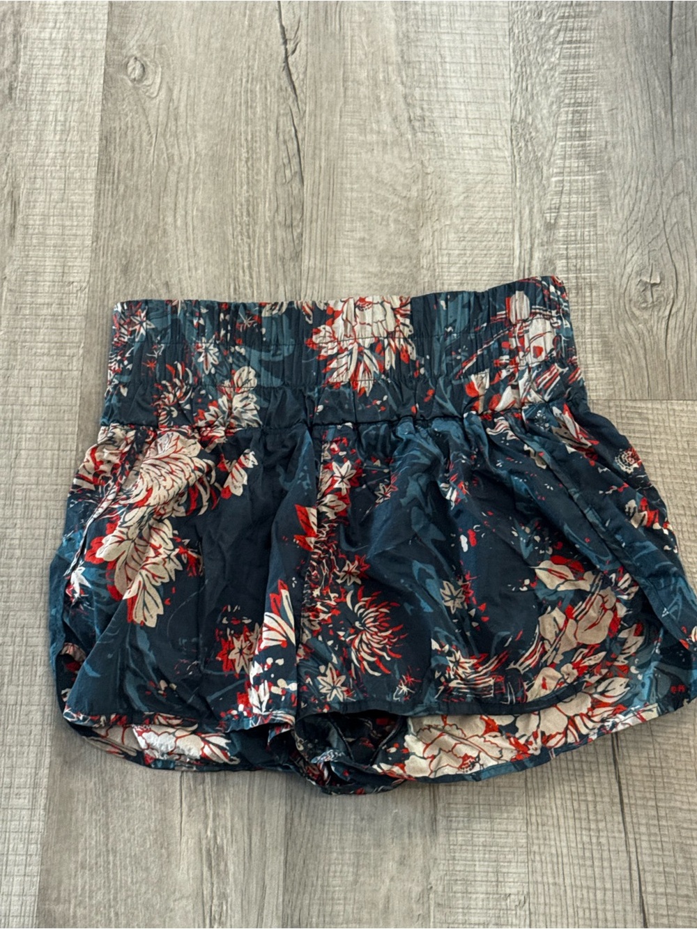 FP Movement by Free People Navy Floral Athletic Skort with Red and Cream Flowers